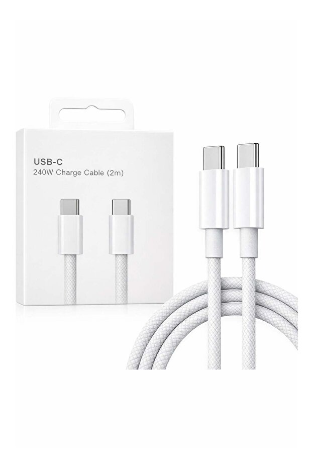 240W USB-C to USB-C Fast Charging Cable 2M PD 3.1 5A Nylon Braided for iPhone 15/16/17 & Samsung