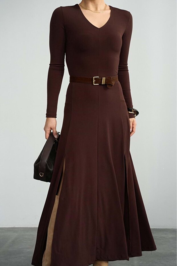 Midnight Black Diva Double Slit Maxi Dress - 5