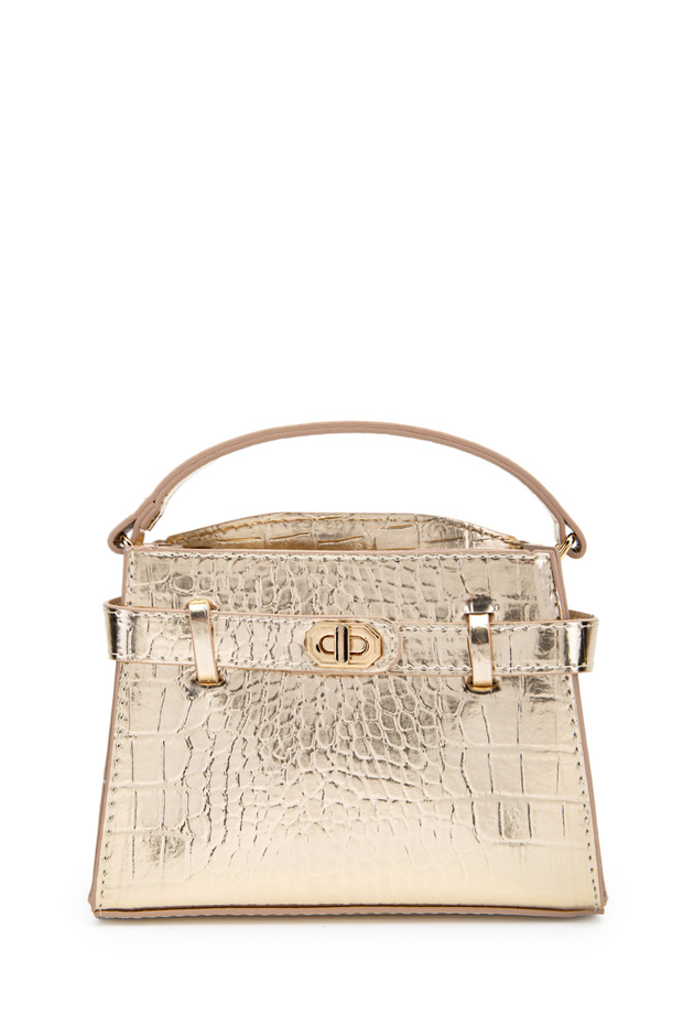 Lock Accessory Belt Detail Jessie Women Crossbody Bag Gold