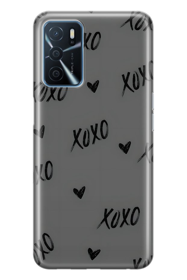 Oppo A16 / A55 Compatible Xoxo Patterned Transparent Phone Case