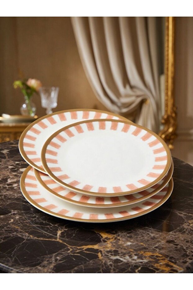 Modern Porcelain Rosaline Pattern 4-Person 19 cm Cake Plate Set
