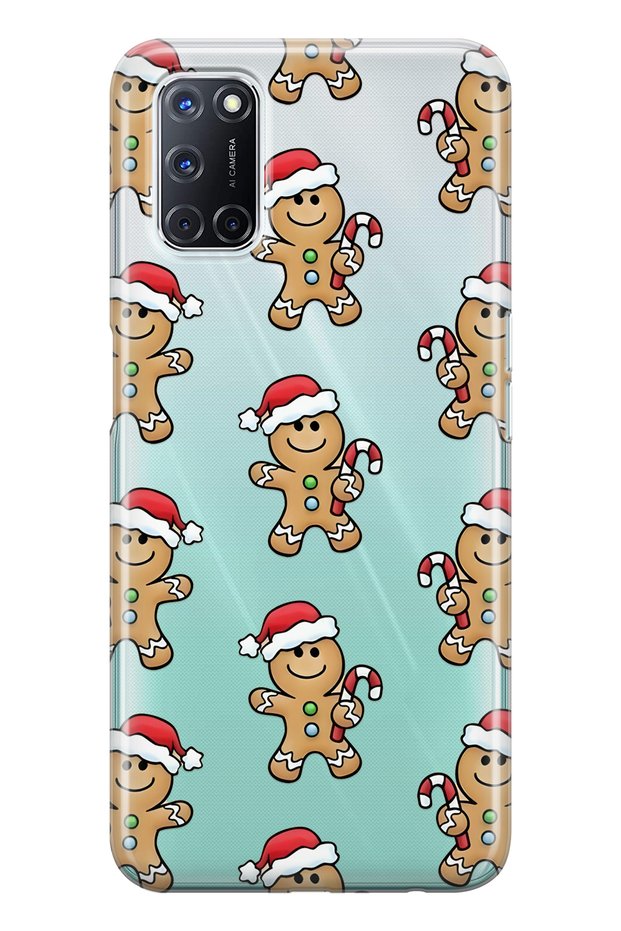 Oppo A52 / A72 / A92 Compatible Gingerbread Patterned Transparent Phone Case