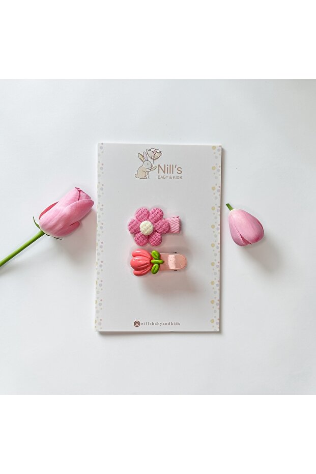 Flower Detailed Buckle Set - Pink 2-Piece