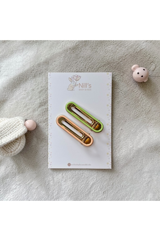 Metal Clip Buckle Set - Orange & Green 2-Piece