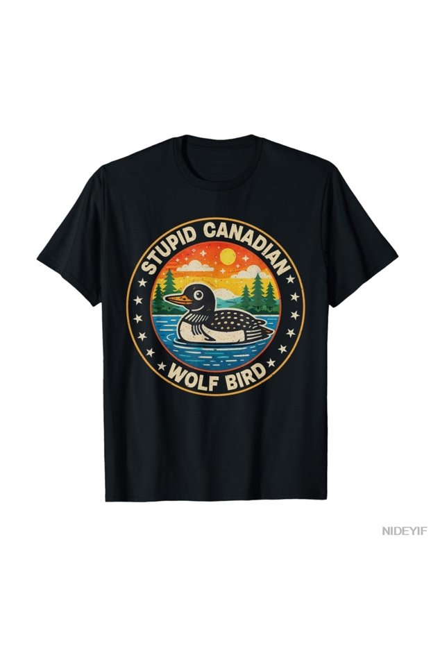 Vintage Silly Canadian Wolf Bird Cute Loon Sarcastic Animal T-Shirt for Men Women 1%