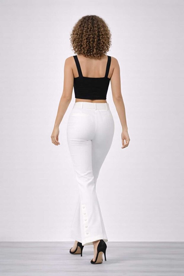 Kadın İspanyol Paça Kumaş Pantolon - 6