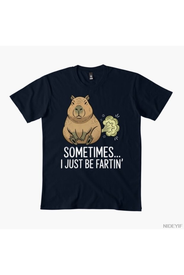 Funny Capybara Sometimes I'M Just Like a Farting Machine T-Shirt for Men Women 100% Pam