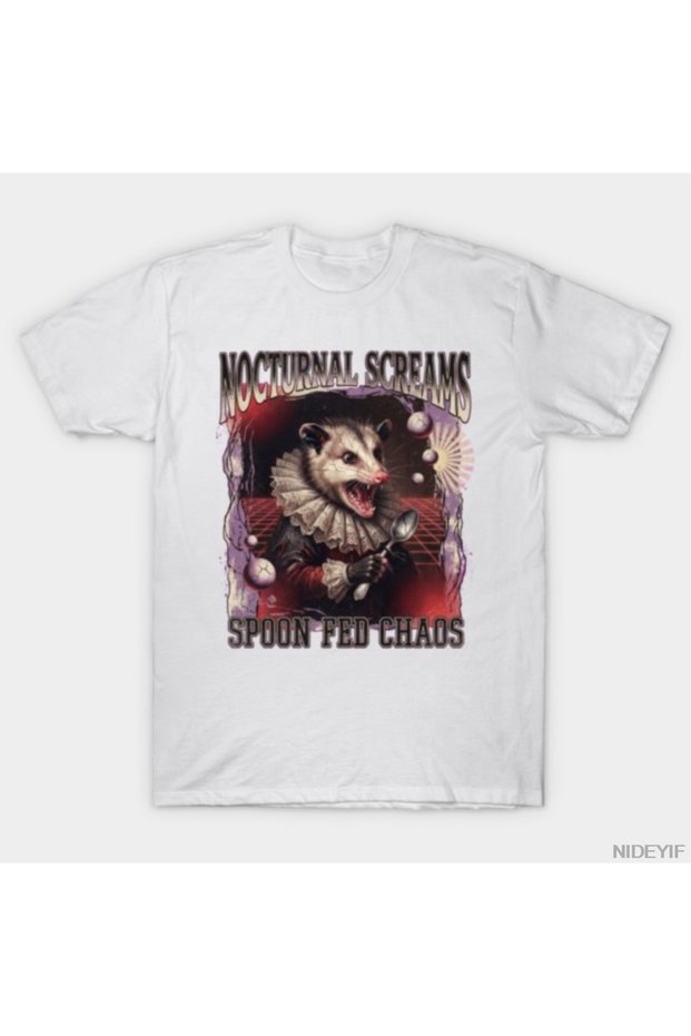 Nocturnal Screams Spoon Fed Chaos Opossum T-Shirt for Men Women 100% Cotton t Shirt