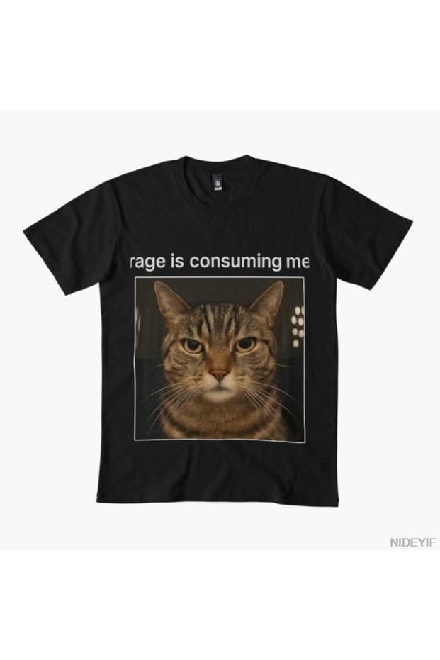 Anger Swallows Me Funny Cat T-Shirt 100% for Men Women Pack of Cotton T-Shirts Short Sleeve