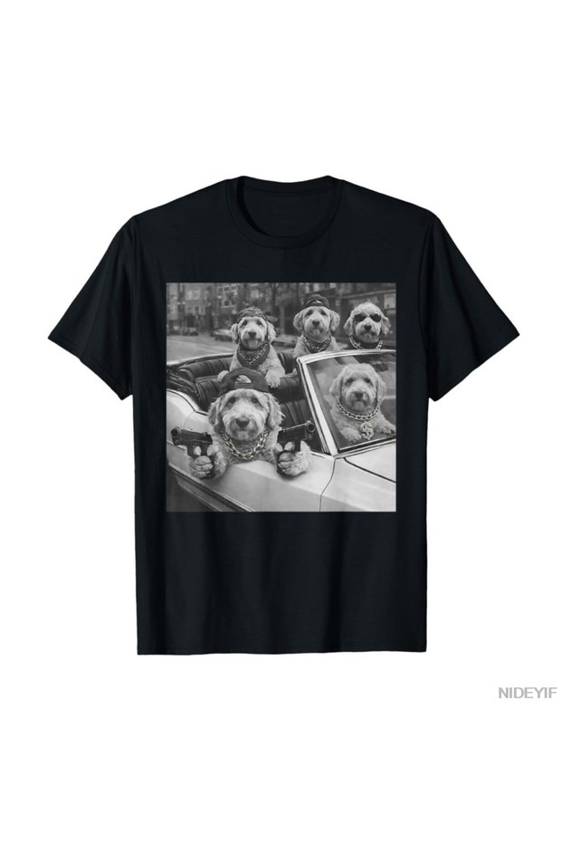 Funny Dog Gang Goldendoodle Meme T-Shirt for Men Women 100% Cotton t Shirts Short
