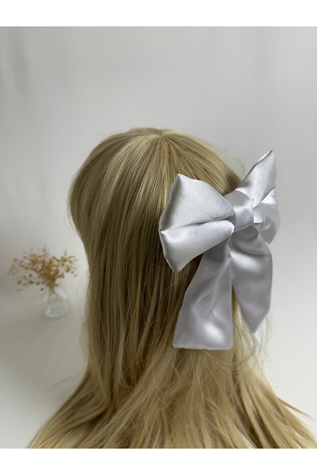 White Satin Bow Automatic Buckle - 2