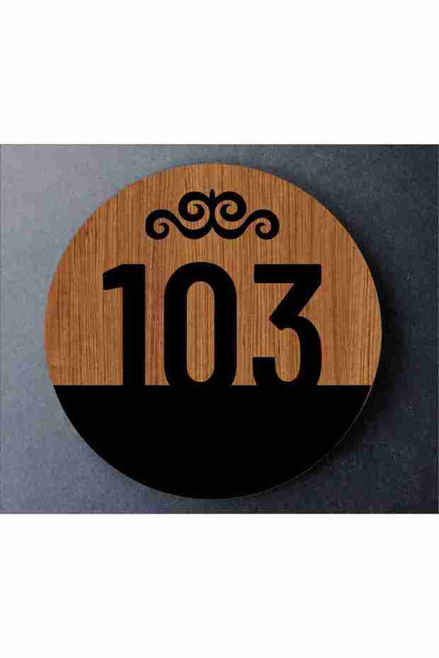 Apartment Apartment Hotel Office Door Number Black Plexiglass Wood Detail 12X12 cm (Customizable)