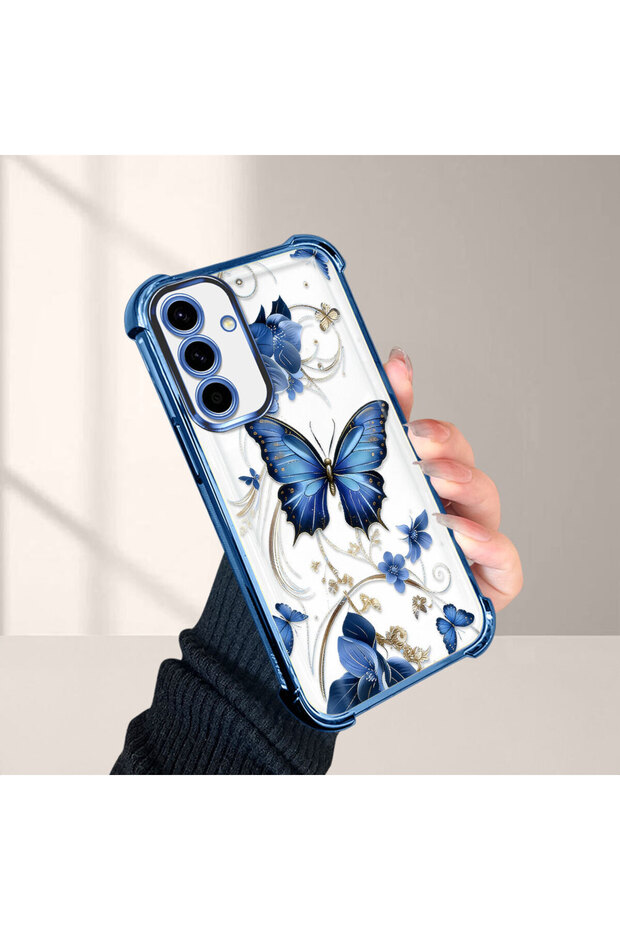 Samsung Galaxy A56 Compatible Kelebek Printed Transparent Silicone Shock-Absorbing Case Stylish and Durable