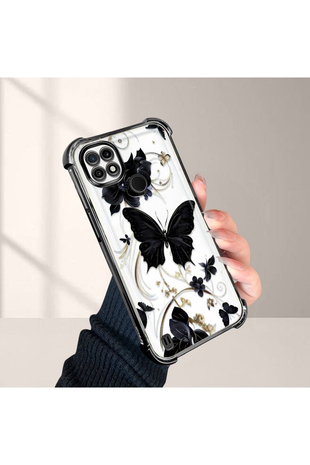 Realme C21 Compatible Butterfly Printed Transparent Silicone Shock-Absorbing Case Stylish and Durable