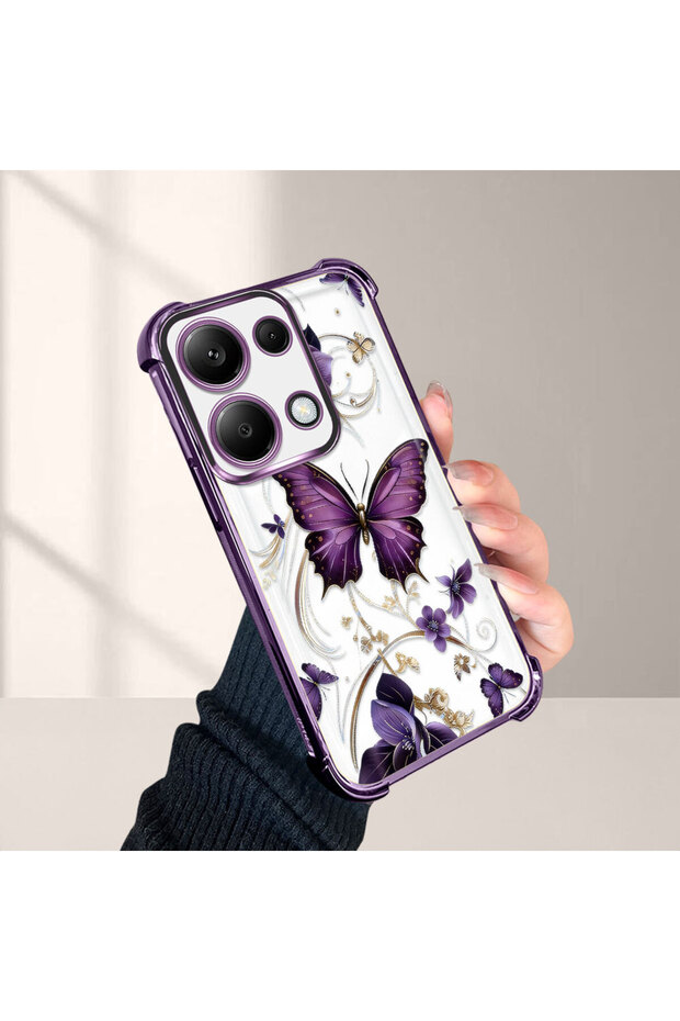 Redmi Note 13 Pro 4g Compatible Kelebek Printed Transparent Silicone Shock-Absorbing Case Stylish and Durable