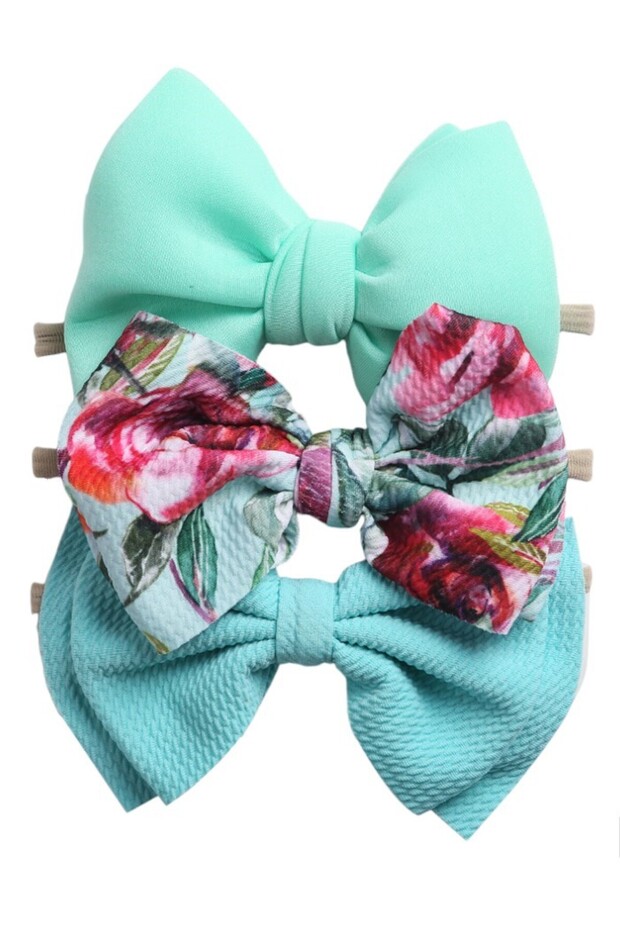 - Dalia Assorted Ribbon Bow Headband for Babies - Blue