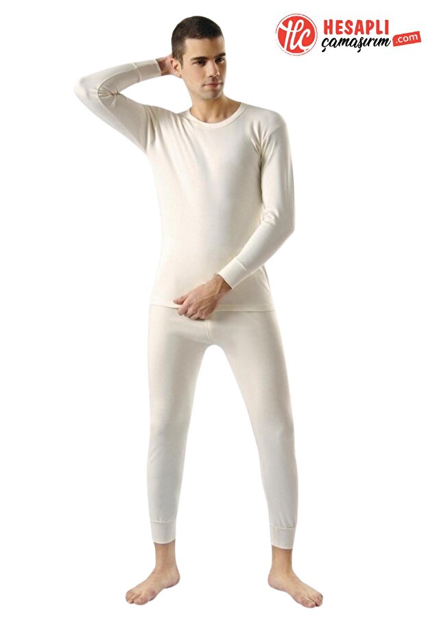 Gd Goldoremi Men's Premium Cotton Pack Interlock Warm Non-Itchy Comfortable Long Sleeve Top Underwear