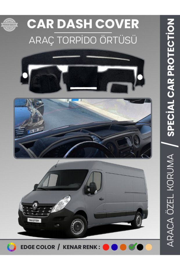 Renault Master 3 (2010-2021) Dashboard Cover Front Chest Protection Dashboard Protection Vehicle-Specific Full Fit