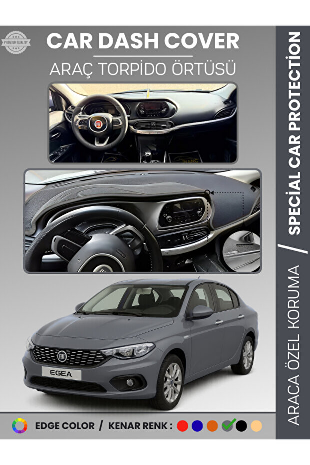 Fi̇at Egea Screenless Long (2007-2021) Dashboard Cover Front Chest Dashboard Protection Perfect Fit Easy Installation