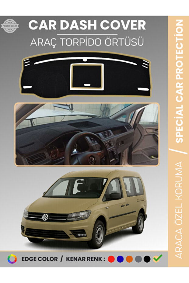 Volkswagen Caddy (2015-2021) Dashboard Cover Front Chest Protection Dashboard Protection Full Fit Prevents Cracking
