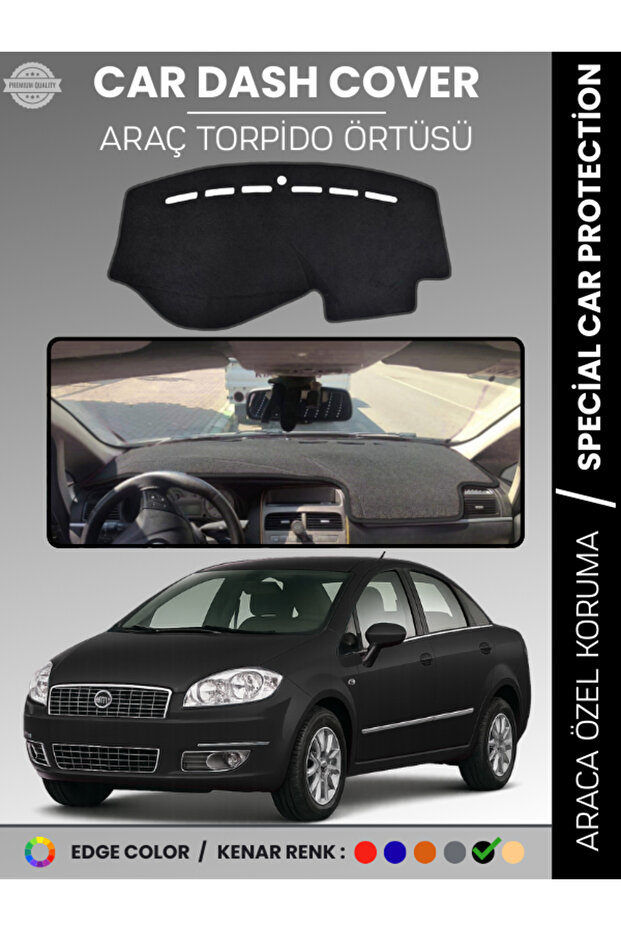 Fiat Linea (2007-2015) Dashboard Cover Front Chest Protection Dashboard Protection Full Fit Non-Slip Easy Installation