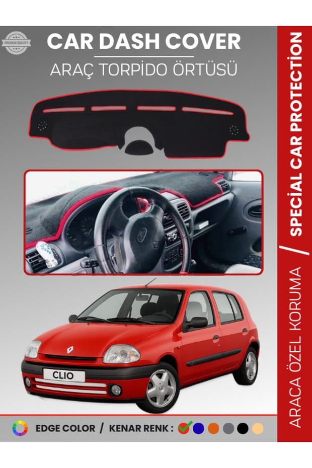Renault Clio 2 Airbagli (2001-2012) Dashboard Cover Front Chest Protection Dashboard Protection Vehicle Specific