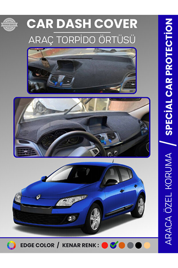 Renault Megane 3 with Navigation and Large Screen (2008-2015) Dashboard Cover Front Chest Dashboard Protection