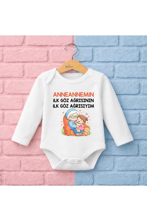 Grandmother - Grandmother's First Eye Pain Writing P Cotton Baby Bodysuit