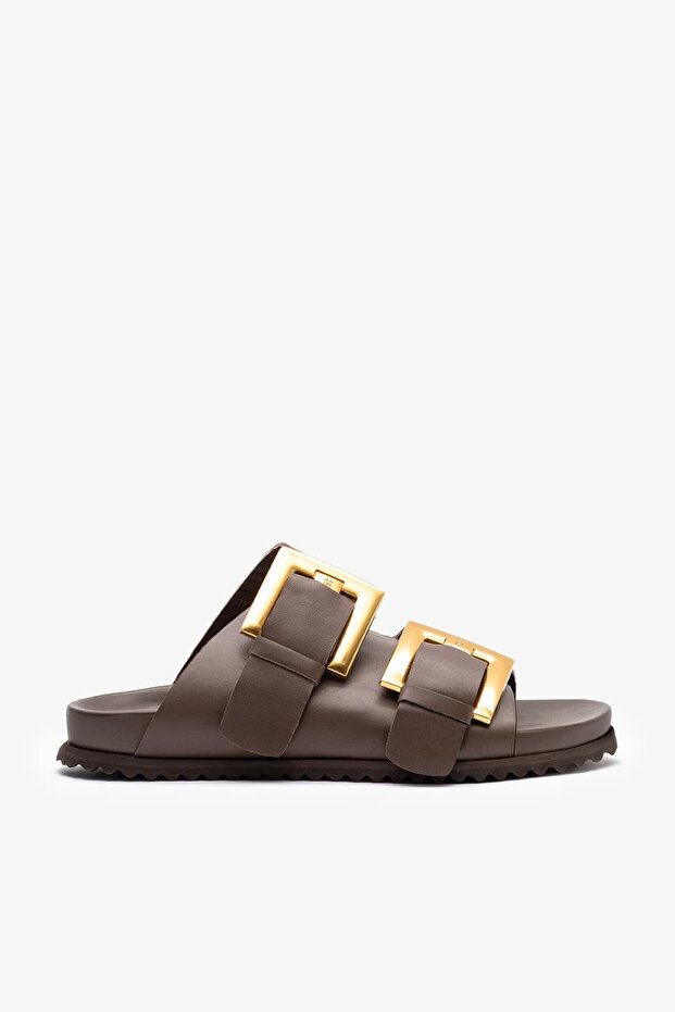 Lume Brown Leather Women's Slipper