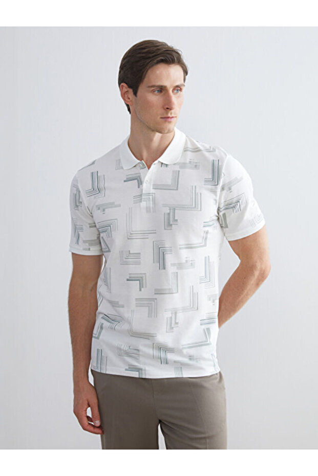 Esvab • Modern & Distinctive Devrik Roba Collar Embroidered Pique Men's T-Shirt