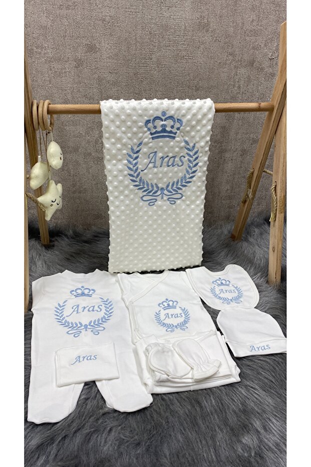 10-Piece Embroidered Chickpeas Hospital Discharge Set of Blanket
