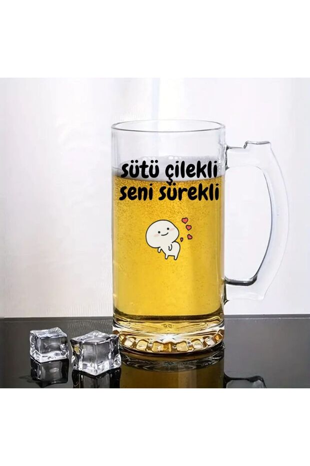Milk Strawberry Seni Continuously Designed Argentine Beer Cup Glass with Handle