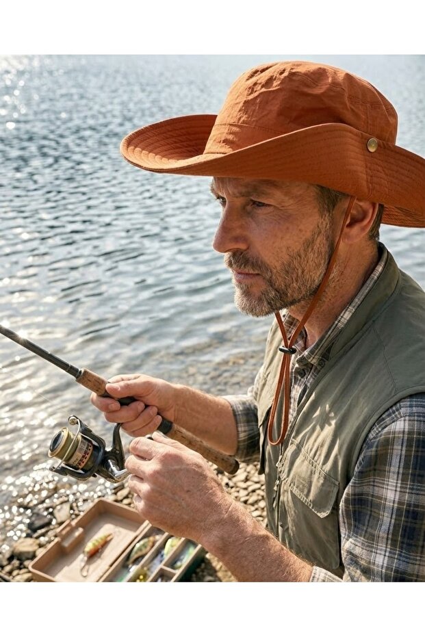 Men's Wide Brim Outdoor Adjustable Drawstring Safari Summer H Lightweight Camping Trekking Hat