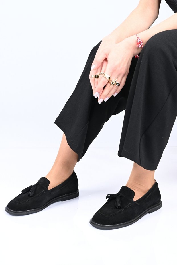 Laceless Tasseled Jurdan Taban Genuine Leather Loafers 332-26175 Women's Shoes