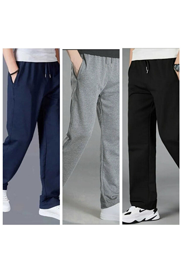 3-Piece Men's Pants with Relaxed Cut and Comfortable Waist (Regenerated Fabric)