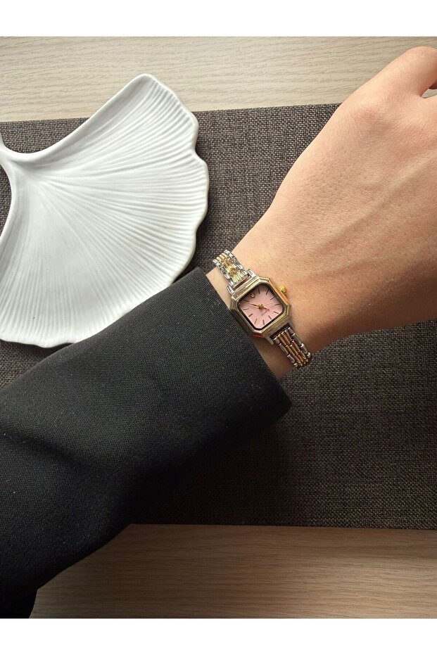 Öztel Women's Wristwatch Small Square Pink Inside