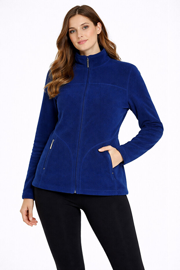 Women's Full Zippered Thick Windproof P Fleece Jacket Cardigan