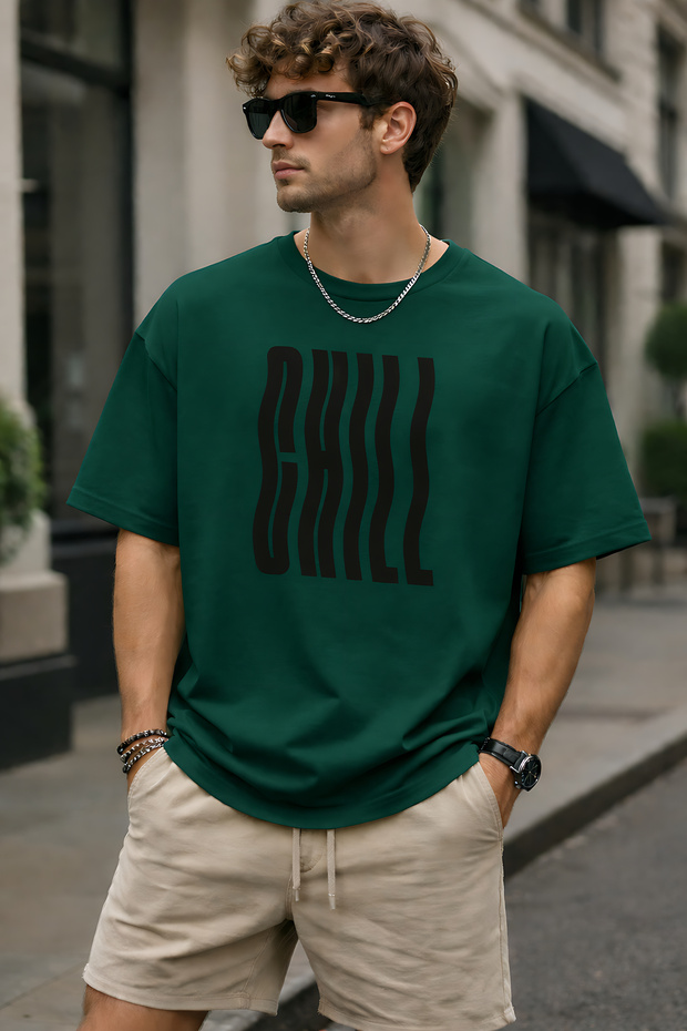 Unisex Chill Printed Oversized T-Shirt – Streetwear Style Comfortable Fit Casual T-Shirt