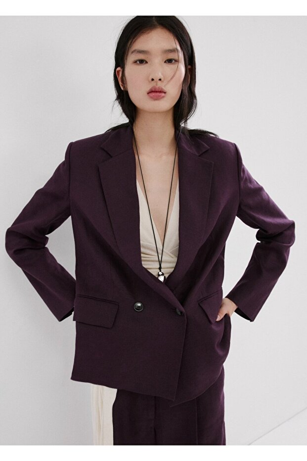 Keten blazer ceket - 1