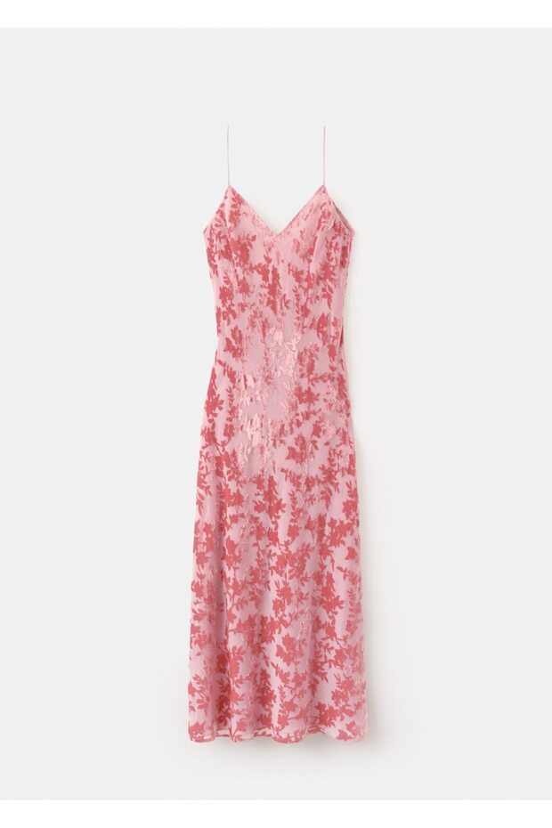 Çiçekli devore elbise - 3