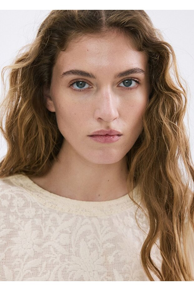 Dantelli kontrast gömlek - 6