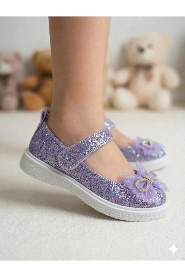 Stylish Girls' Ballet Flats Silvery Orthopedic Shoes