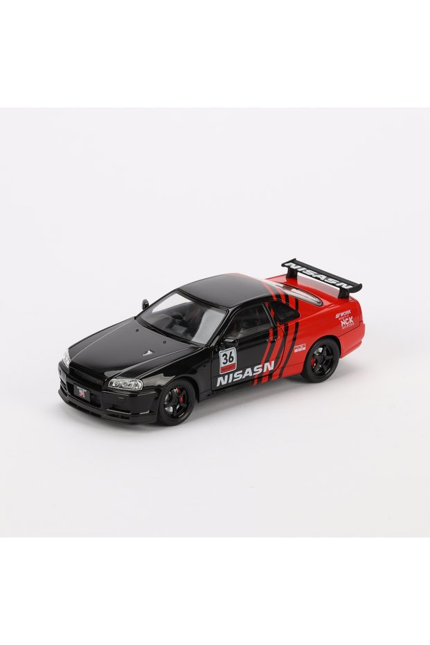 1:24 Scale Model Vehicle with Sound and Light, 4 Doors, Opening Hood and Trunk, with Stand, Gtr Black Red