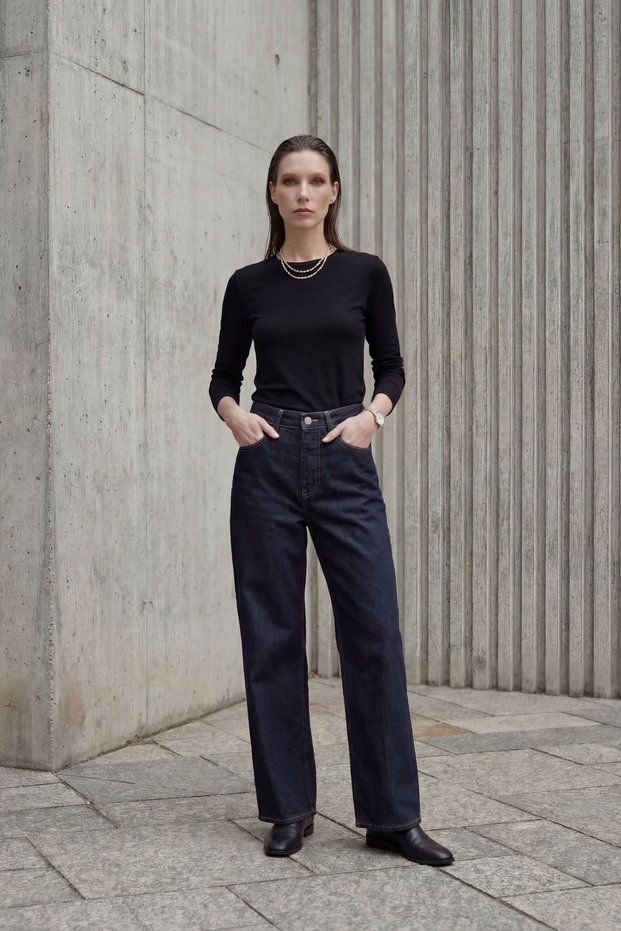 My Fashion High Waist Straight Leg Denim Pants