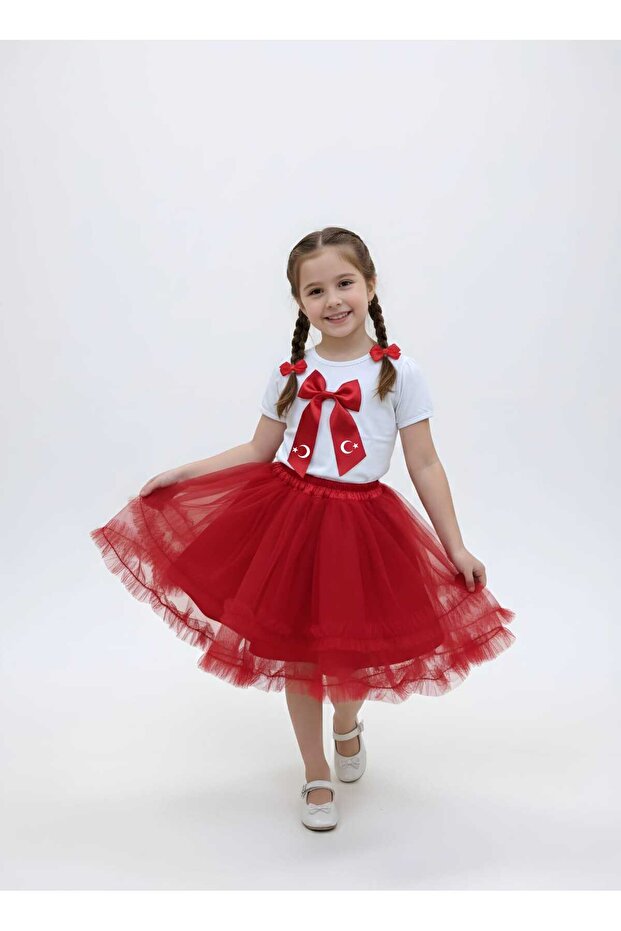 23 April Showcase Outfit Ruffled Skirt and Bow Decorated Combed Cotton
