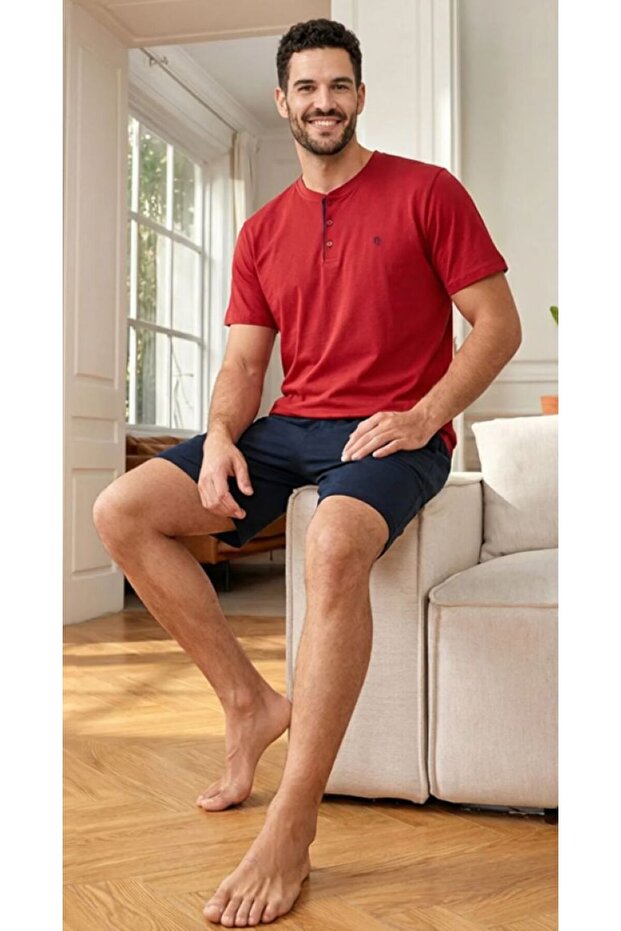 Men's Cotton 3-Piece Short Sleeve T-Shirt, Shorts and Long Pajama Set