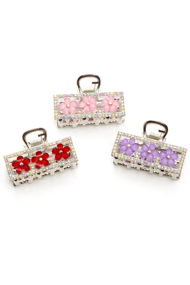 Stone Flower Detailed Hair Clip – Shiny Crystal Stone Hair Clip for Women/Girls