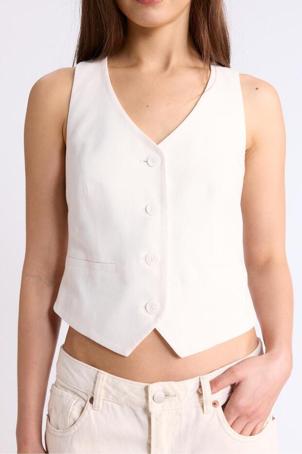 basic keten görünümlü yelek - 4