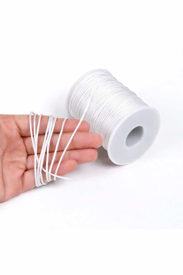 10 Meters - 1 Mm Flush Rope, Bracelet Rope, Rat Tail Rope, White Color, Jewelry Rope