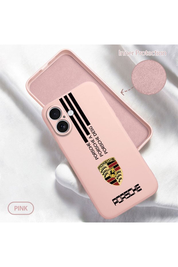 iPhone 16 Compatible Soft Silicone Phone Case with Velvet Camera Protections Porsche Pattern